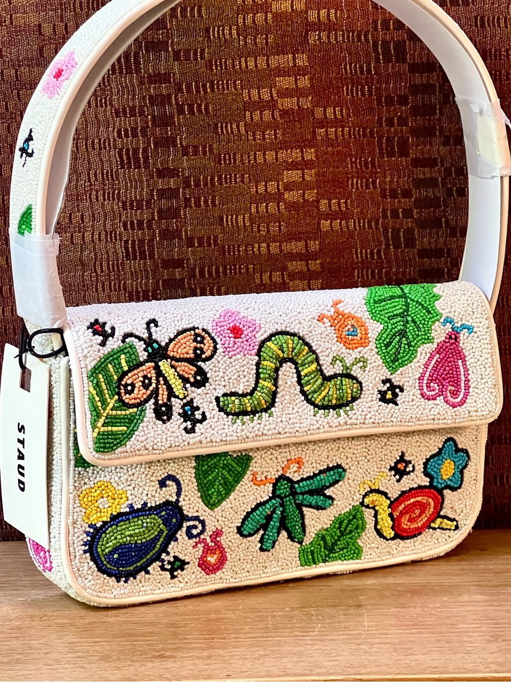 πΊπHPππΊ NWT Staud Beaded Tommy Shoulder Bag Bug Out πRare Findπ - Picture 7 of 16